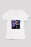 Zedd Baskılı Beyaz V Yaka Unisex Tişört