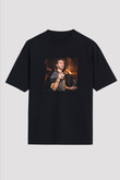 Zedd Baskılı Unisex Oversize Siyah Tişört