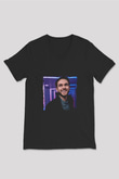 Zedd Baskılı Unisex Siyah V Yaka Tişört
