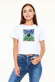 Zedd Beyaz  Crop Top Tişört