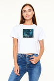 Zedd Beyaz  Crop Top Tişört
