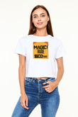 Zedd Beyaz  Crop Top Tişört