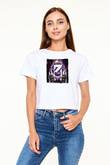 Zedd Beyaz  Crop Top Tişört