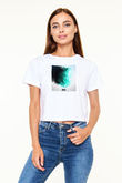 Zedd Beyaz  Crop Top Tişört