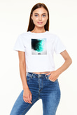 Zedd Beyaz  Crop Top Tişört