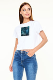 Zedd Beyaz  Crop Top Tişört