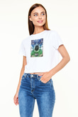 Zedd Beyaz  Crop Top Tişört