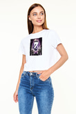 Zedd Beyaz  Crop Top Tişört