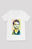 Zedd Beyaz Unisex V Yaka Tişört