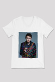 Zedd Beyaz Unisex V Yaka Tişört