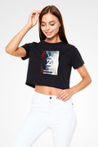 Zedd Siyah  Crop Top Tişört