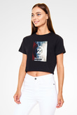 Zedd Siyah  Crop Top Tişört