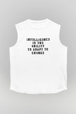 Zeka Tanımı Baskılı Unisex Kolsuz Beyaz Tişört - Tshirt