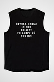 Zeka Tanımı Baskılı Unisex Kolsuz Siyah Tişört - Tshirt
