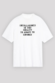 Zeka Tanımı Baskılı Unisex Oversize Beyaz Tişört - Tshirt