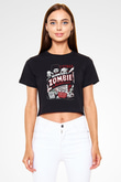 Zombi Siyah  Crop Top Tişört