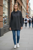 GÖMLEK YAKA ÇITÇITLI SWEATSHIRT