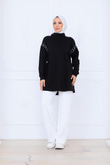 TAŞ DETAYLI DİK YAKA SWEATSHIRT