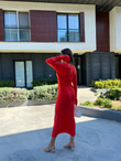  Charlize Nar Çiçeği Triko Elbise