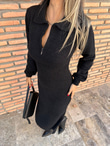 Alyona Siyah Triko Elbise kelb1088grs
