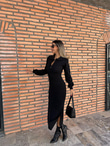 Alyona Siyah Triko Elbise kelb1088grs