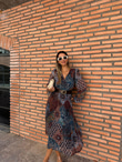 Amelia Şal Desen Kemerli Şifon Elbise 070621210