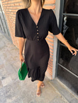 Anriy Krinkıl Kumaş Siyah Elbise 070621116
