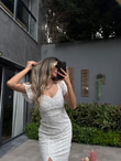 Astarlı Güpürlü Kalem Elbise Beyaz070621105