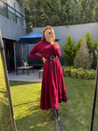 Balıkçı Yaka Bordo Triko Elbise