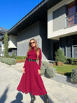 Balıkçı Yaka Bordo Triko Elbise