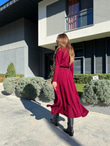 Balıkçı Yaka Bordo Triko Elbise