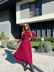 Balıkçı Yaka Bordo Triko Elbise