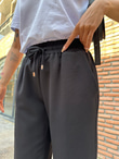 Beli Lastikli Siyah Havuç Model Spor Pantolon 0706284