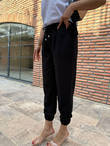 Beli Lastikli Siyah Havuç Model Spor Pantolon 0706284