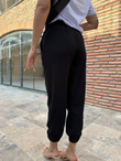 Beli Lastikli Siyah Havuç Model Spor Pantolon 0706284