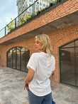 Beyaz Gül Broşlu Basic Tshrt  0706281