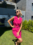 Bianca Piliseli Kemerli Pembe Elbise 