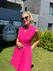 Bianca Piliseli Kemerli Pembe Elbise 