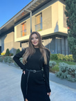 Bisiklet Yaka Fitilli Siyah Triko Elbise 