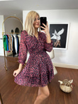 Bordo Kemerli Leopar Desen Elbise 0804124