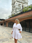 Boydan Fermuarlı Beyaz Poplin Elbise 07062125