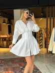 Boydan Fermuarlı Beyaz Poplin Elbise 07062125