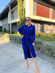 Celina Saks Bel Büzgü Gömlek Elbise
