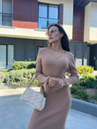 Charlize Camel Triko Elbise