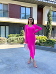 Charlize Pembe Triko Elbise