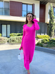 Charlize Pembe Triko Elbise