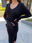 Charlize Siyah Triko Elbise
