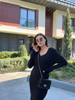 Charlize Siyah Triko Elbise
