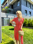 Çıtır Desen Gömlek Elbise Kırmızı 0806266