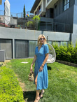 Çıtır Desen Gömlek Elbise Mavi 0806266